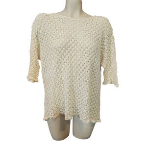 Vintage 90s L.A. Express Cream Knit Pullover One Size‎ Fits All